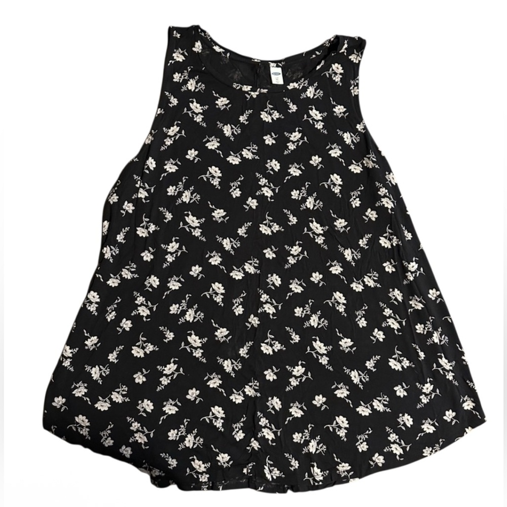 Old Navy Luxe Floral Black Tank Top